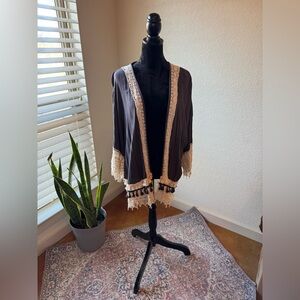 Knox Rose Gray Textured Cardigan